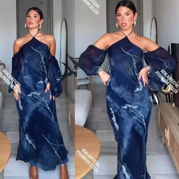 NWT ZARA Benla HALTER DRESSโWITH METALLIC THREAD AND BEADING - Picture 2 of 15